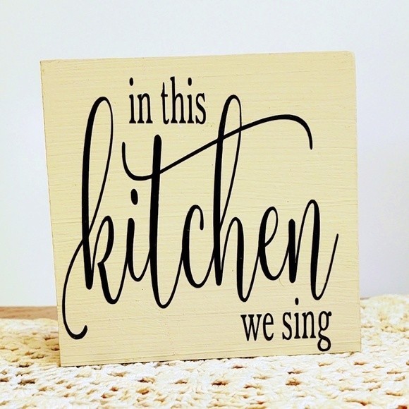 Handmade Tiered Tray Decor/Mini Wood Sign/In This Kitchen We Sing Home Decor - Picture 1 of 1